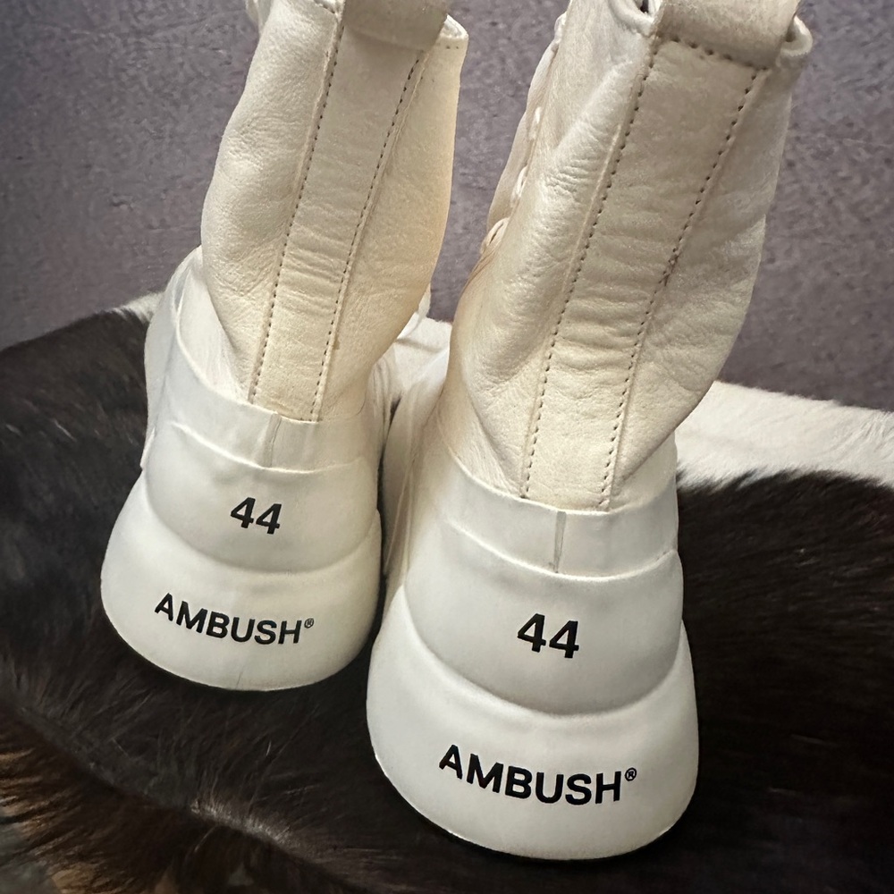 New Ambush Off White Auth Men 44 EU Leather Mix Hi - Top Sneakers Shoes